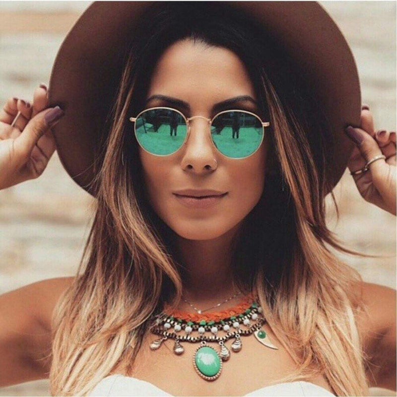 نظارات كرسان الشمسية المستقطبة المعدنية الصغيرة المستديرة للرجال والنساء، عدسات عاكسة كلاسيكية مستديرة - Image 3