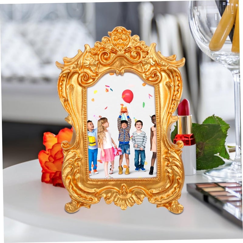 VOSAREA Vintage Ornate Picture Frame Decorative Photo Holder for Tabletop Home Office Decor Baroque Style Creative Display Frame for Bedroom and Shop - Image 4