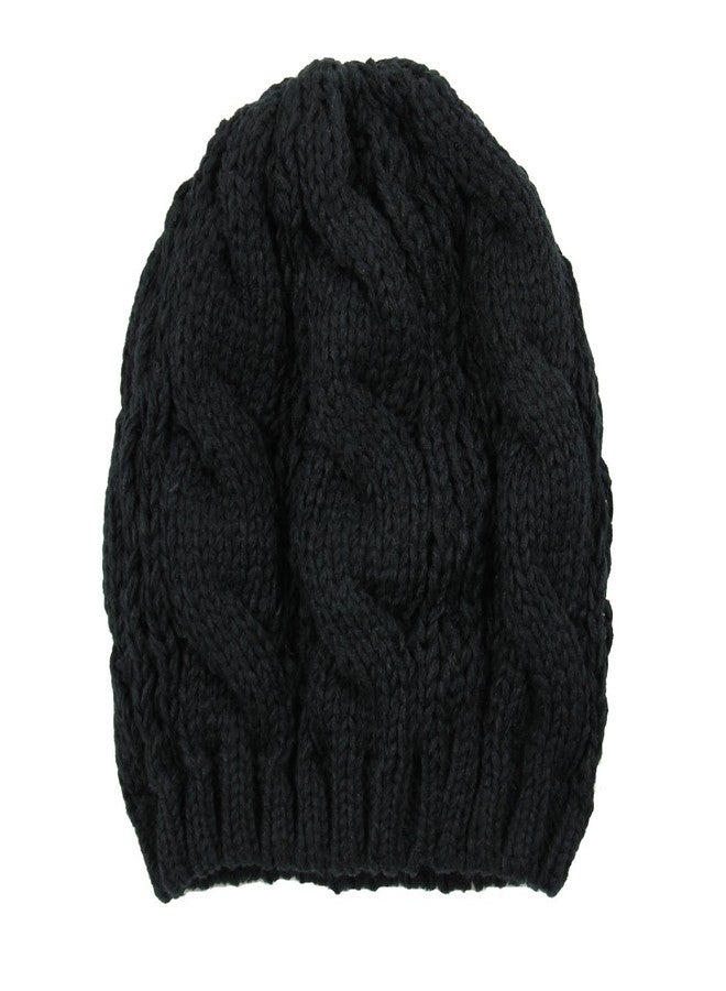 أر دبليو قبعة بيريه نسائية محبوكة بالكابلات من آر دبليو (أسود) - Image 3