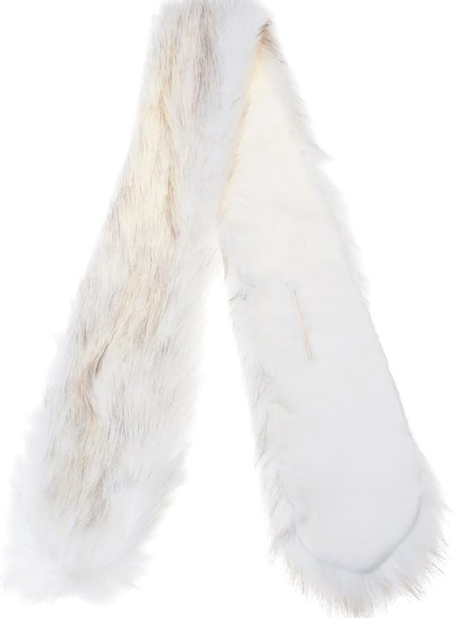 White Winter Plush Faux Fur Scarf Shawl For Women Men Lightweight Warm Accessory - Image 1
