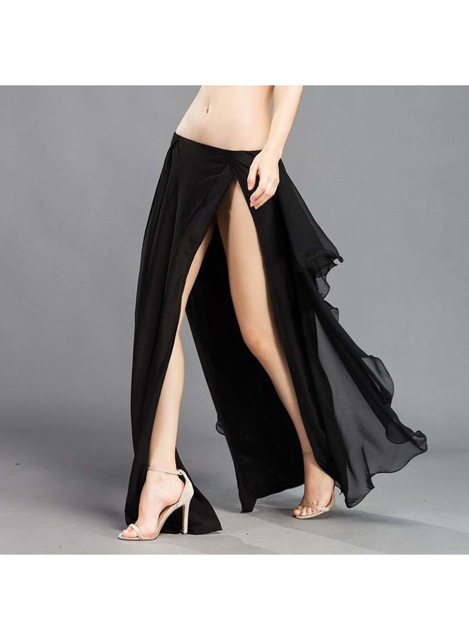ROYAL SMEELA Chiffon Belly Dance Skirt Belly Dance Costume for Women Dancing Dress One Size, 6 Colors, Black, One size - Image 2