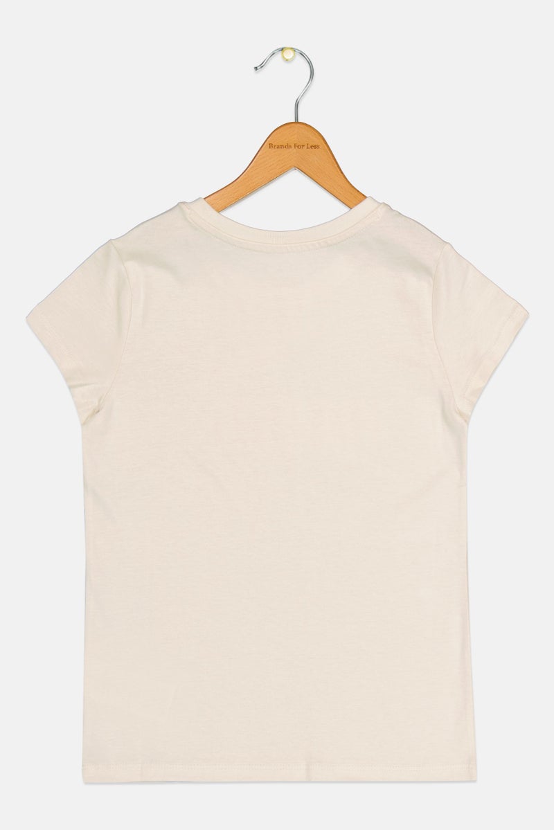 PUMA Kids Girl Crew Neck Short Sleeve Outdoor T-Shirt, Beige - Image 3