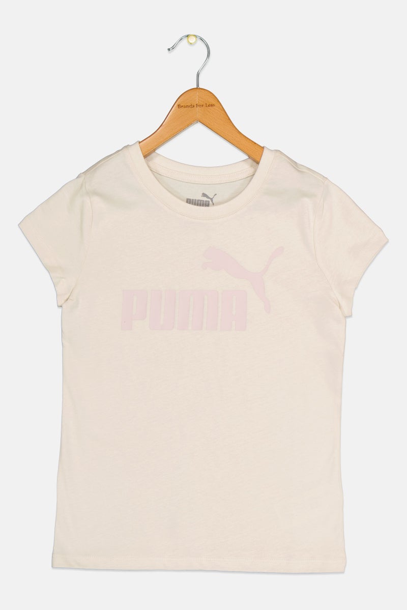 PUMA Kids Girl Crew Neck Short Sleeve Outdoor T-Shirt, Beige - Image 2