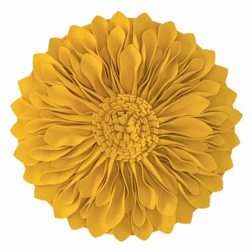 JWH Fall Flower Throw Pillow Cover Decorative Sunflower Pillow Case Round Cushion Cute Floral Pillowcase for Home Bed Living Room Couch Car 12 Inch Gold Yellow - Image 1