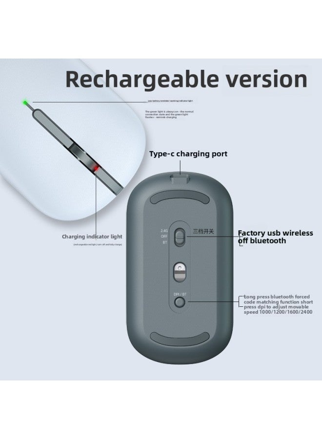 Magnetic Wireless Mouse Mute Bluetooth Laptop Accessories Gift Printed LOGO Foreign Trade-Color:Bluetooth Dual-mode [charging Version] Milk Tea Color - Image 4