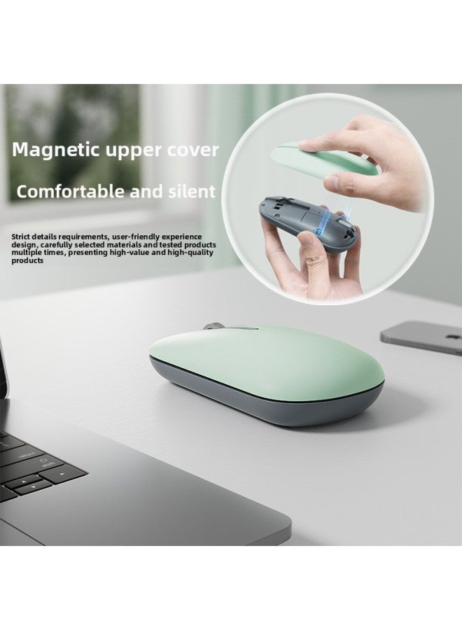Magnetic Wireless Mouse Mute Bluetooth Laptop Accessories Gift Printed LOGO Foreign Trade-Color:Bluetooth Dual-mode [charging Version] Milk Tea Color - Image 3