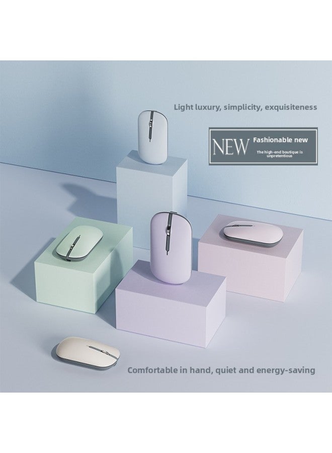 Magnetic Wireless Mouse Mute Bluetooth Laptop Accessories Gift Printed LOGO Foreign Trade-Color:Bluetooth Dual-mode [charging Version] Milk Tea Color - Image 2