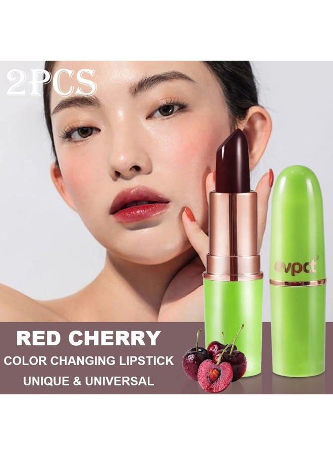 evpct 2Pcs Black Red Cherry Color Changing Magic Lipstick Tinted Lip Balm Stain Gloss Set PH Lazy Lipstick Waterproof Color Change Changing Jelly Lipstick labiales magicos mate 24 horas originales - Image 2