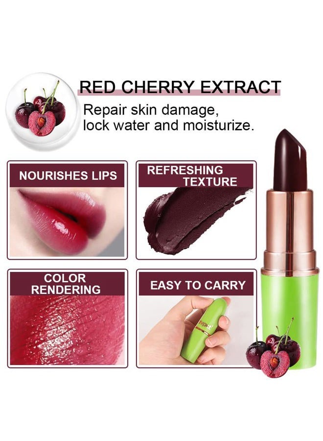 evpct 2Pcs Black Red Cherry Color Changing Magic Lipstick Tinted Lip Balm Stain Gloss Set PH Lazy Lipstick Waterproof Color Change Changing Jelly Lipstick labiales magicos mate 24 horas originales - Image 3