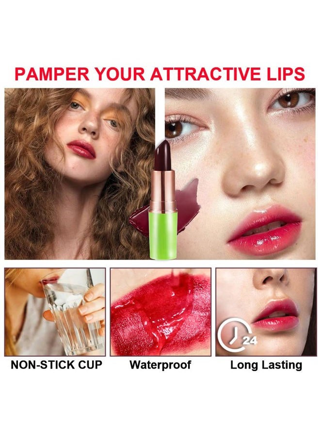 evpct 2Pcs Black Red Cherry Color Changing Magic Lipstick Tinted Lip Balm Stain Gloss Set PH Lazy Lipstick Waterproof Color Change Changing Jelly Lipstick labiales magicos mate 24 horas originales - Image 5