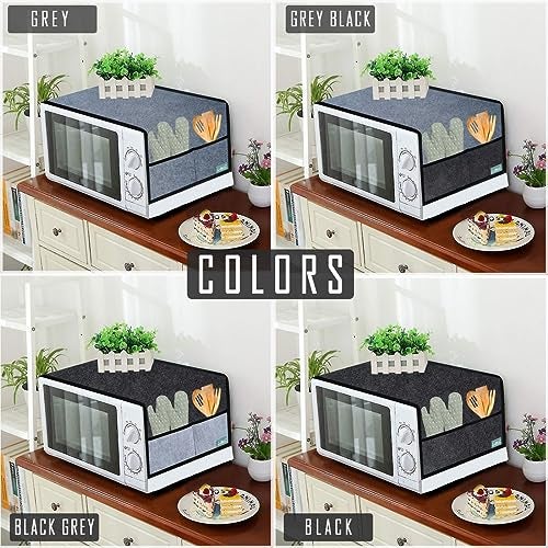 FREDDO Oven Cover, Modern Designer Microwave Top Cover,Kitchen Oven Cover, Attractive Decorative Dust Proof Appliance Top Cover for 32 LTR Size 41 x 20 inch, Black & Grey Color, Pack of 1 Piece - Image 5