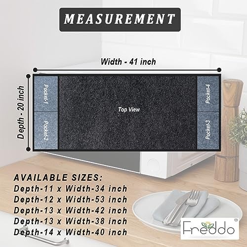 FREDDO Oven Cover, Modern Designer Microwave Top Cover,Kitchen Oven Cover, Attractive Decorative Dust Proof Appliance Top Cover for 32 LTR Size 41 x 20 inch, Black & Grey Color, Pack of 1 Piece - Image 2