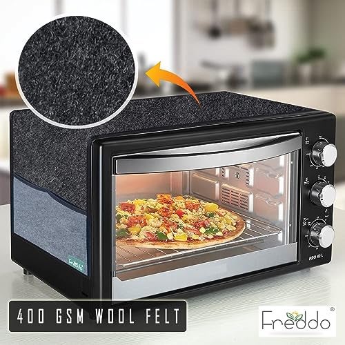 FREDDO Oven Cover, Modern Designer Microwave Top Cover,Kitchen Oven Cover, Attractive Decorative Dust Proof Appliance Top Cover for 32 LTR Size 41 x 20 inch, Black & Grey Color, Pack of 1 Piece - Image 4