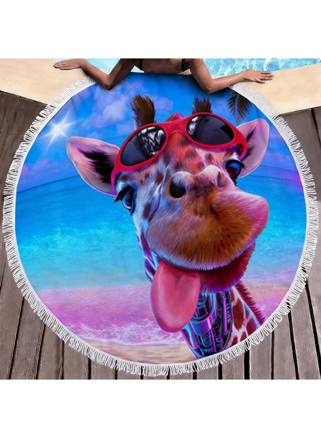 Superfine Fiber Round Fringe Beach Towel Beach Bath Towel Round Fringe Beach Towel
