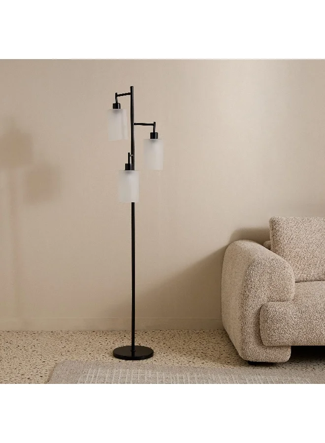 Home Box Haskett Gleam Metal Floor Lamp with 3-Glass Shade -165 cm