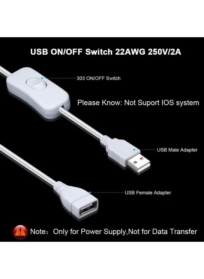 USB to VGA Adapter Cable With On Off Switch White Female to Male Connector Non Charging Auxiliary Power Mode Matte Surface Finish for Driving Recorder LED Desk Lamp USB Fan LED Strip - Image 4