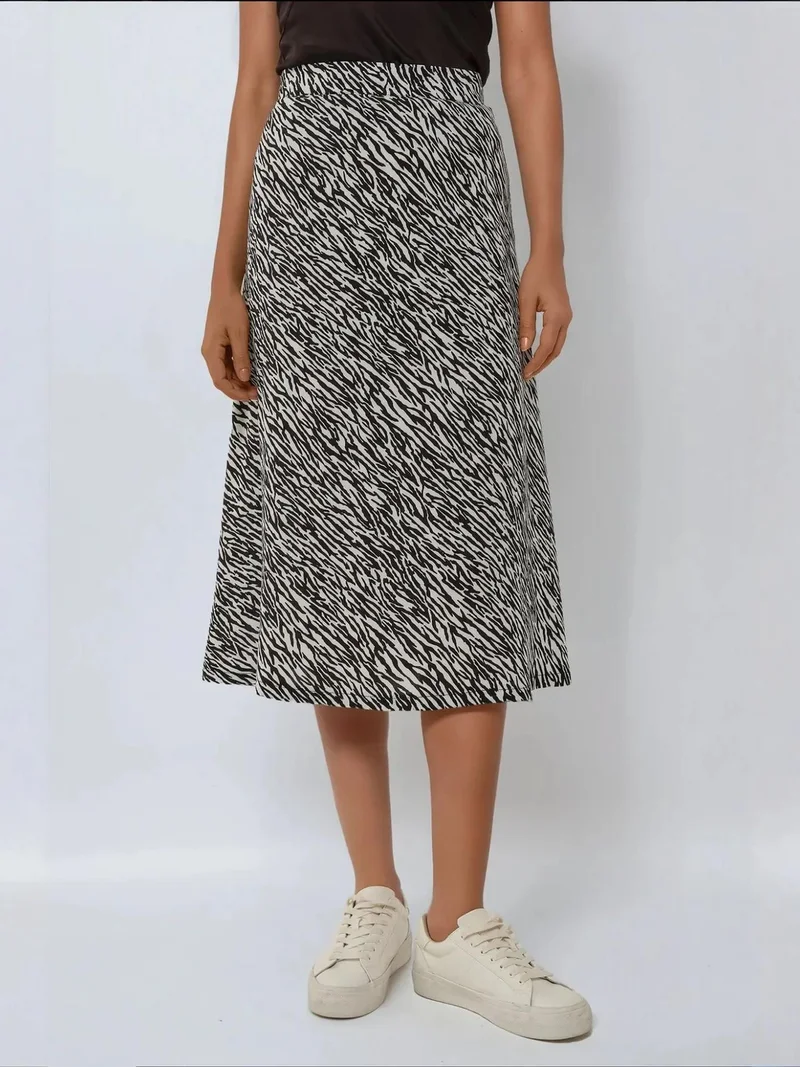 HICCUP High Waist Zebra Print Midi Skirt