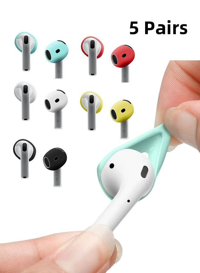 5 Pairs for AirPods 4 Ear Tips Covers, Sport Anti Slip Anti Scratche Skin Soft Silicone Eartip, AirPods 4 Gen Earbuds Accessories, Compatible with Apple AirPods 4th Generation (5 Colors Mix) - Image 1
