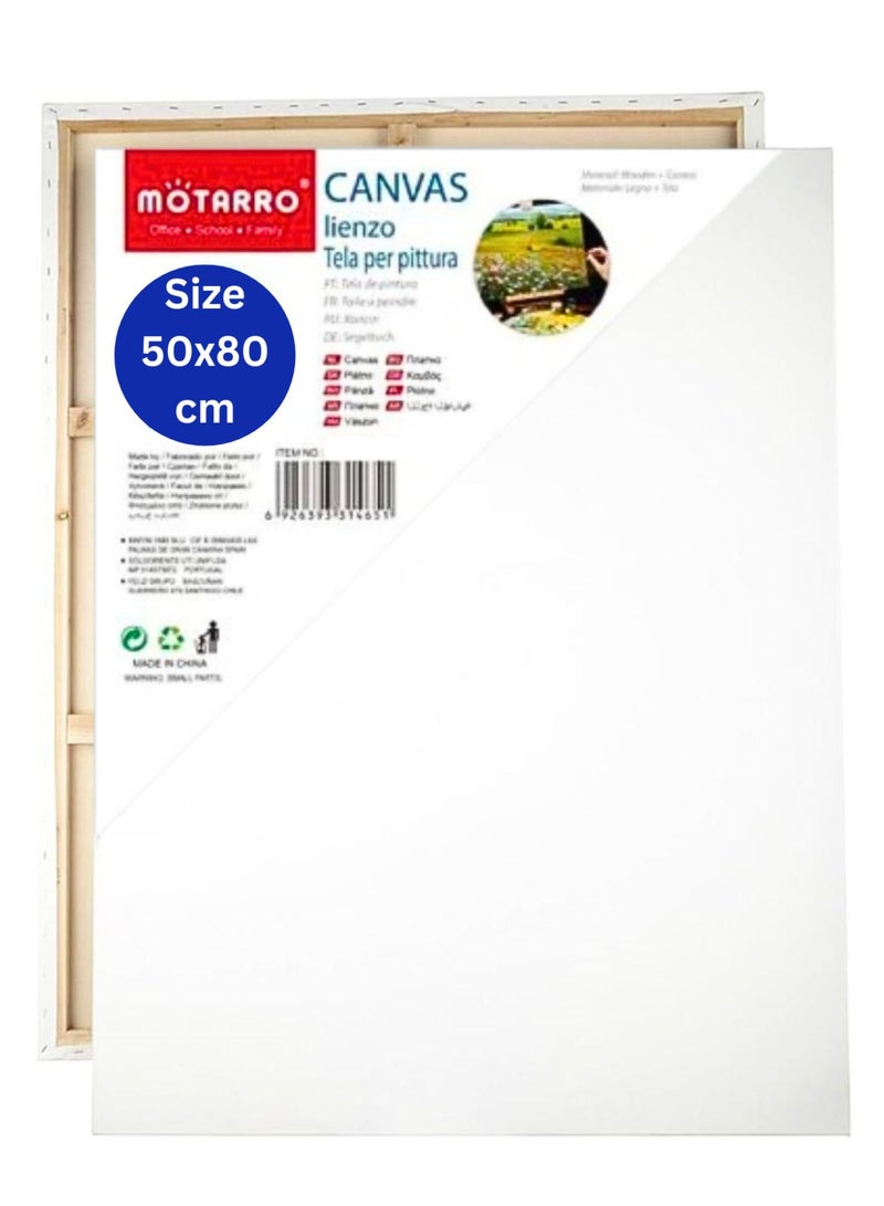 MOTARRO Stretched Canvas 50X80CM  White Cotton Artist Canvas Boards for Painting Acrylic Pouring Oil Paint Dry & Wet Art Media  - Image 1