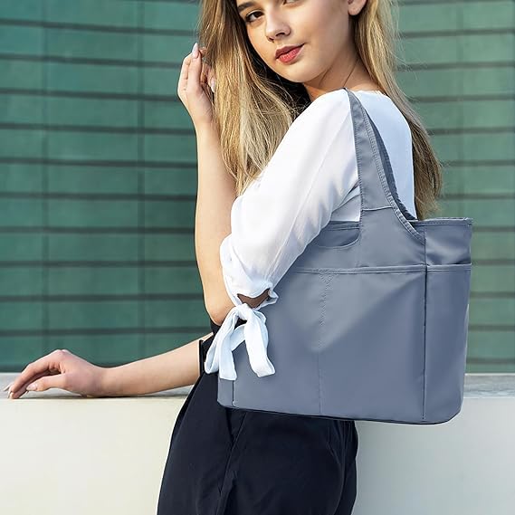 Voroly Tote Bag Women Casual Handbag Shoulder Bag Purses with Zipper and Pockets for Work School Gym Travel Shopping (BLUE) - Image 5