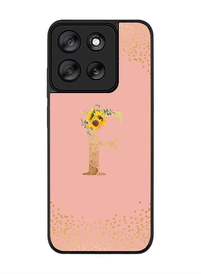 Stylizedd For Motorola Moto G56 Case,Slim fit Camera Protection, Shockproof Thin Phone cover  - Custom Floral Monogram - F  (Rose Pink ) - Image 1