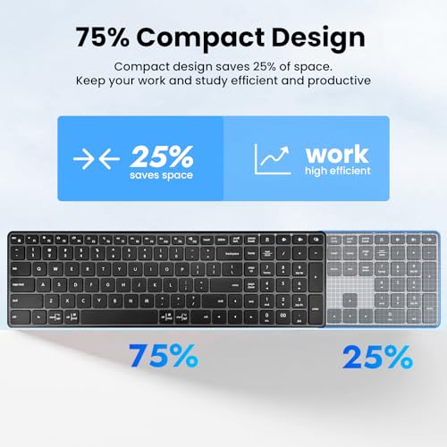 Bnnwa Wireless Bluetooth Keyboard, 3-Device Free Switching (2.4G+BT), Ultra-Slim Compact Wireless Keyboard Quiet Typing for PC/Laptop/Smart TV/Phone,12 Multimedia Keys - Image 5