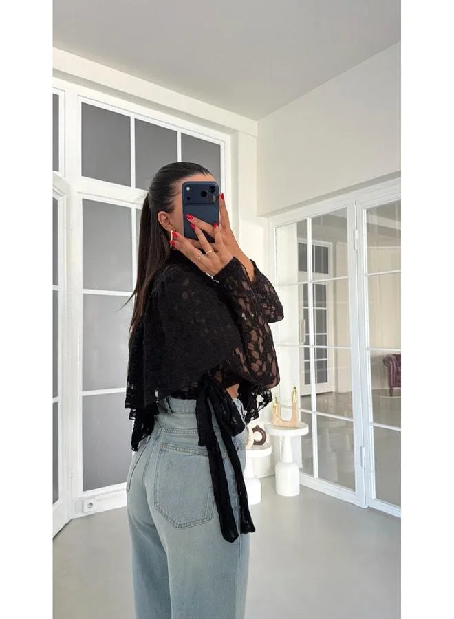 Gaus  Black Long Sleeve Lace Blouse GAUS-01874. for Women | Best Price UAE