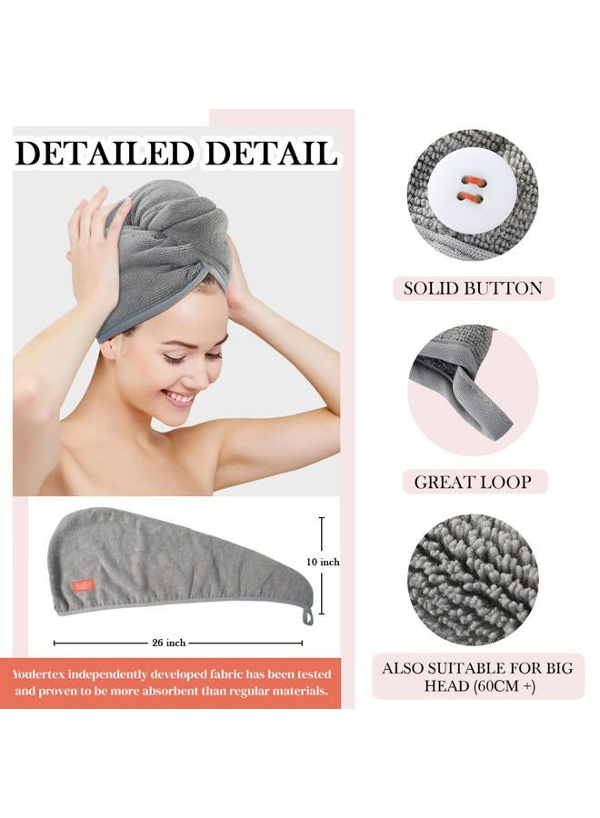 YoulerTex Microfiber Hair Towel Hair Wrap: 2 Pack 10X26 Hair Dryer Towels for Women Absorbent Turban Twist Drying Shower Cap Curly Hair Products for Hair Care Hair Accessories (05 Emerald) - Image 3