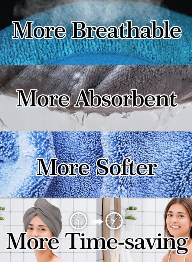 YoulerTex Microfiber Hair Towel Hair Wrap: 2 Pack 10X26 Hair Dryer Towels for Women Absorbent Turban Twist Drying Shower Cap Curly Hair Products for Hair Care Hair Accessories (05 Emerald) - Image 4