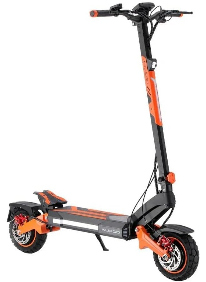 كي يو جي أو أو سكوتر كهربائي KUGOO F3 PRO MAX بمحرك مزدوج وبطارية 52 فولت 23.4 أمبير/ساعة، مدى طويل يصل حتى 95 كم، سكوتر قابل للطي للبالغين – لون برتقالي - Image 1