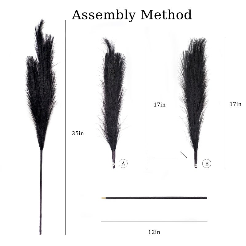 TORONTOKYO 8Pcs Faux Black Pampas Grass Decor Tall, 35.4â€ Fluffy Artificial Pompous Grass Branches, Large Pampas Grass Reed Stems for Gothic Room Decor, Floor Vase Filler, Wedding, Home Boho Decor - Image 4