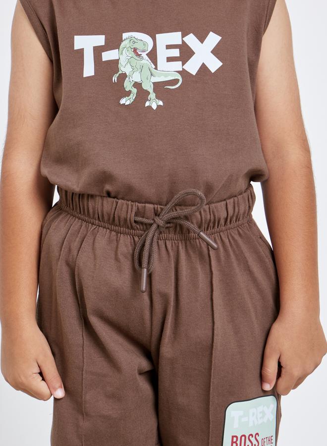 ستايلي طقم منسق من شورت وتيشيرت كت بطبعة ديناصور - Image 4