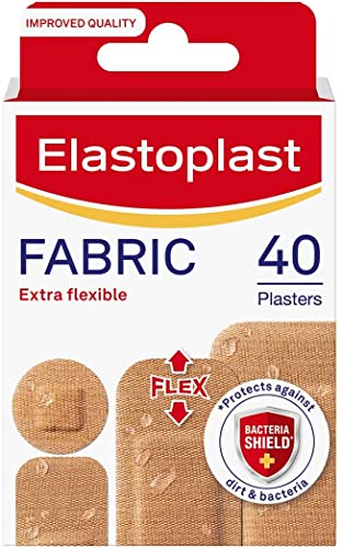 Elastoplast Extra Flexible Fabric Plaster Strips (40 Pieces) - Breathable, Large Plasters - Image 1