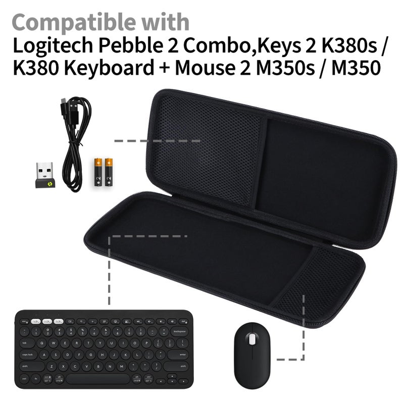 Peyyargo Hard Storage Case Compatible with Logitech Pebble 2 Combo K380s/K380 Keyboard + M350/M350s Mouse (Graphite) - Image 3