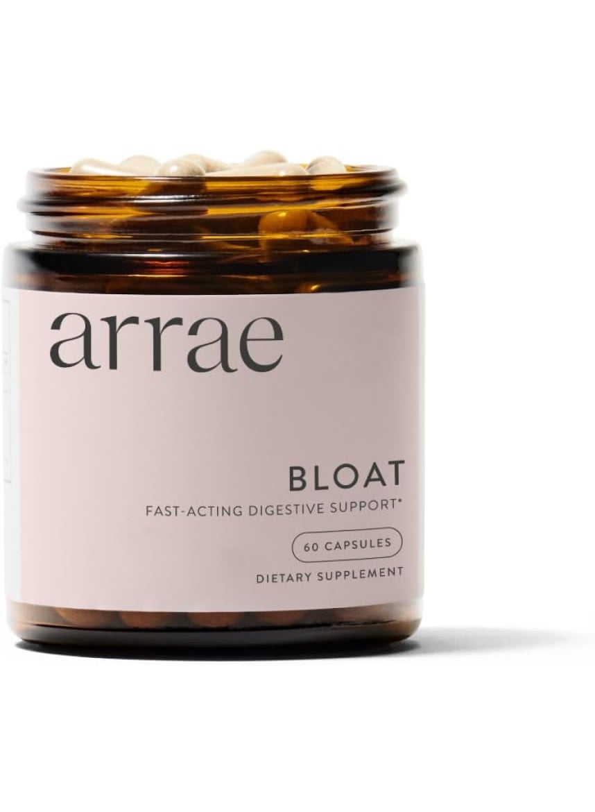 Arrae Fast-Acting Bloating Relief Digestive Enzymes, All Natural Bloat, Gas & Indigestion Relief Capsules, 60 Count