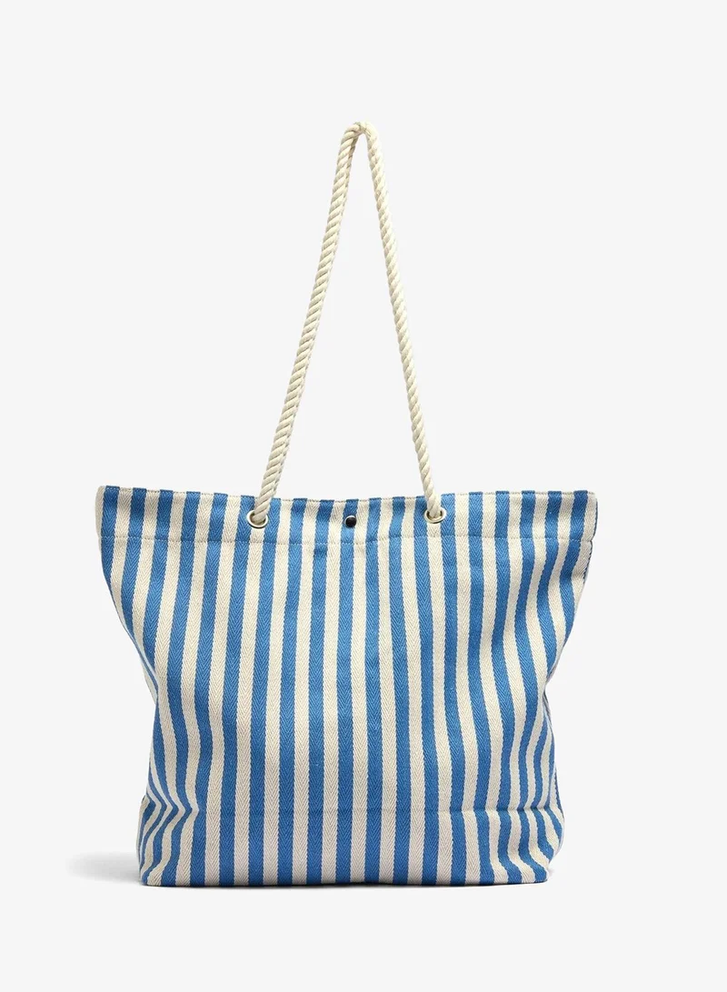 ماتلان Blue Stripe Rope Handle Beach Bag