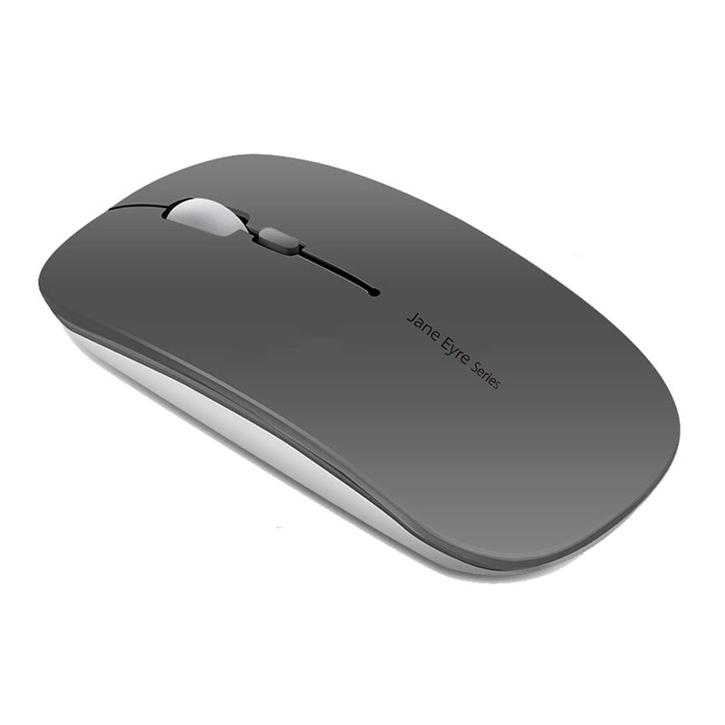 Uciefy Q5 Slim Rechargeable Wireless Mouse, 2.4G Portable Optical Silent Ultra Thin Wireless Computer Mouse with USB Receiver and Type C Adapter, Compatible with PC, Laptop, Notebook, Desktop (Grey) - Image 1