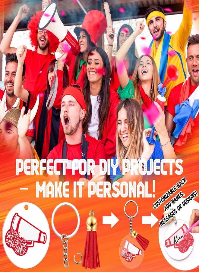 كانلير مجموعة كانليير من 30 قطعة من سلاسل مفاتيح التشجيع، سلاسل مفاتيح التشجيع ذاتية الصنع مع شرابة، هدايا مخصصة لفريق التشجيع لحفلات الفريق (أحمر) - Image 5