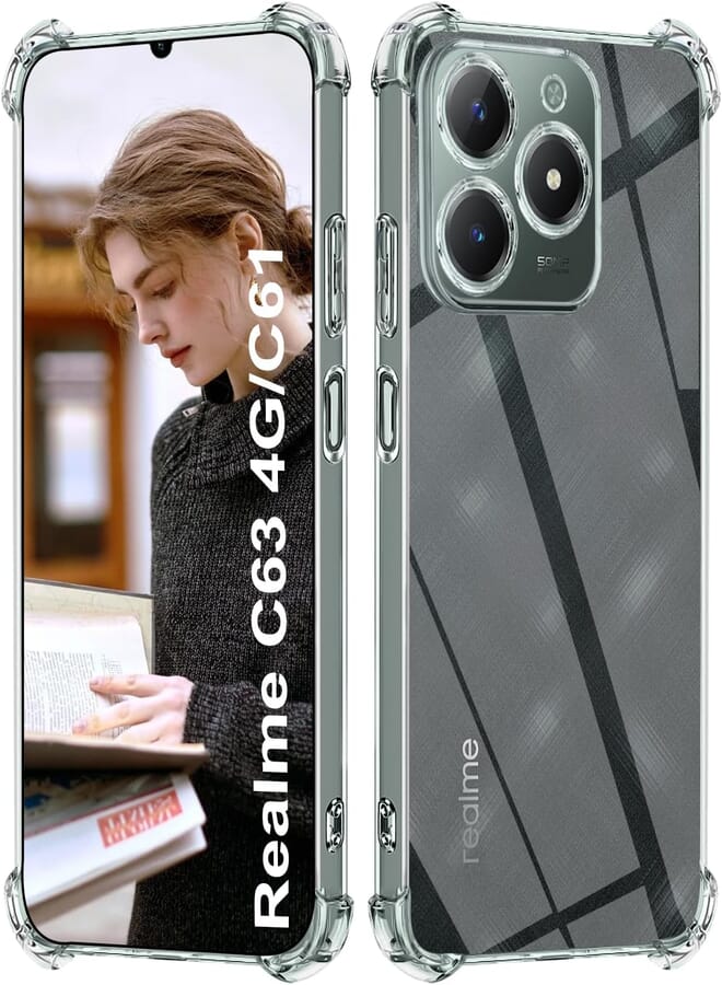 ISOI - Cover Compatible with Realme C63 / Realme C61 Case, with Bumper Airbag Shockproof Full Protection, Protective Case in Ultra-Thin and Soft TPU Silicone - Transparent