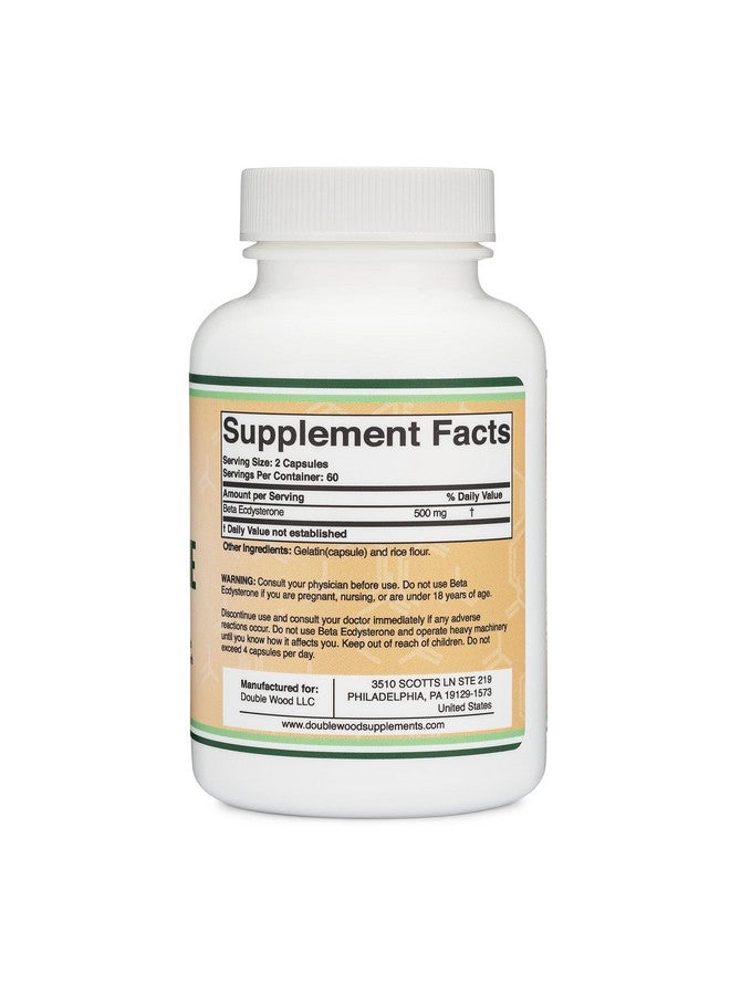 Double Wood Supplements Beta Ecdysterone Supplement - 500mg Per Serving (120 Capsules, 60 Servings) Powerful Plant Anabolic to Support Men's Health (Non-GMO and Gluten Free) by Double Wood - Image 2