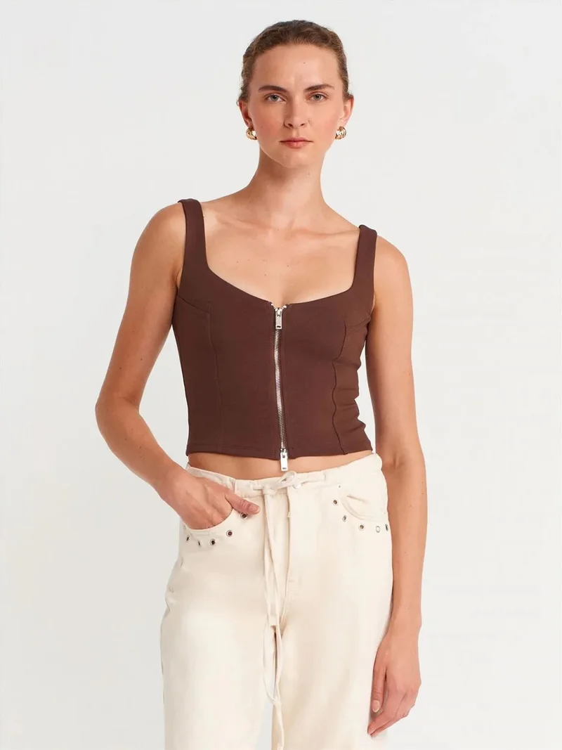 ديلفين Dilvin Women’s Cropped Corset Top With Square Neck