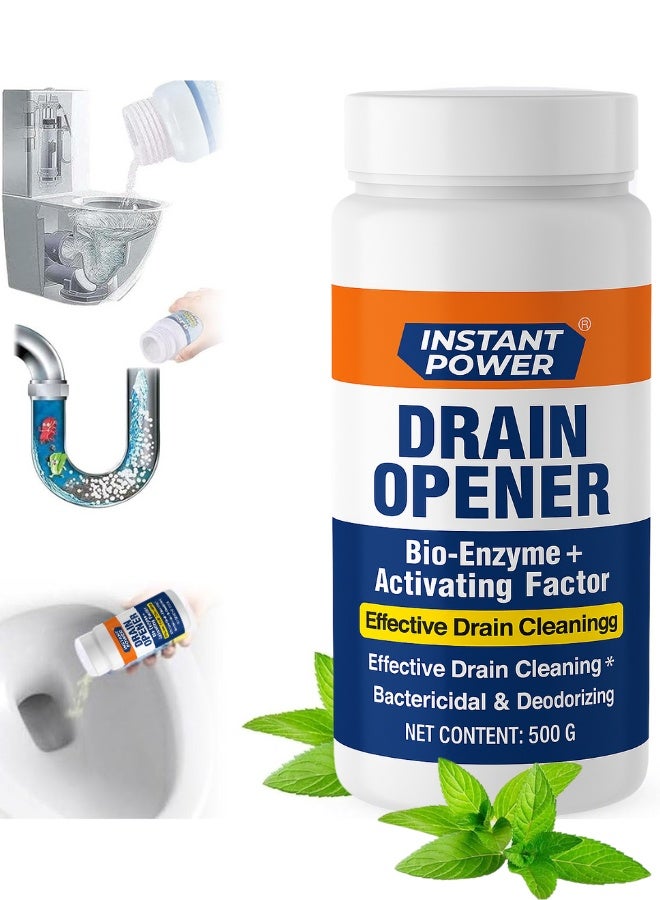 إنستانت باور منظف ومزيل انسداد المواسير القوي 500 جم – إنزيمات حيوية وعوامل نشطة، لإزالة انسداد الأحواض والمراحيض والمواسير بسرعة – قاتل للبكتيريا ومزيل للروائح - Image 1
