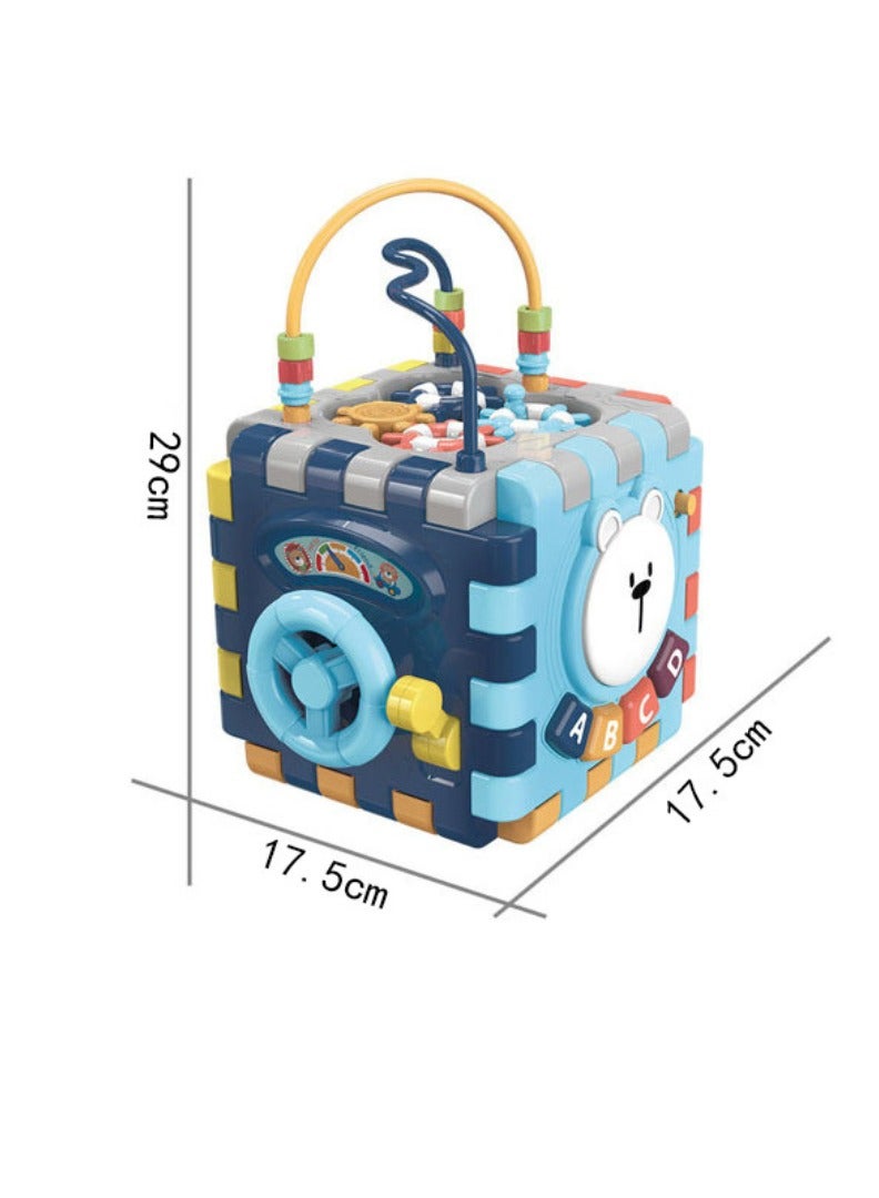 لعبة صندوق الألغاز السداسي للأطفال مع خرز، طبل موسيقي بالتصفيق، لعبة تعليمية مبكرة متعددة الأوجه - Image 2