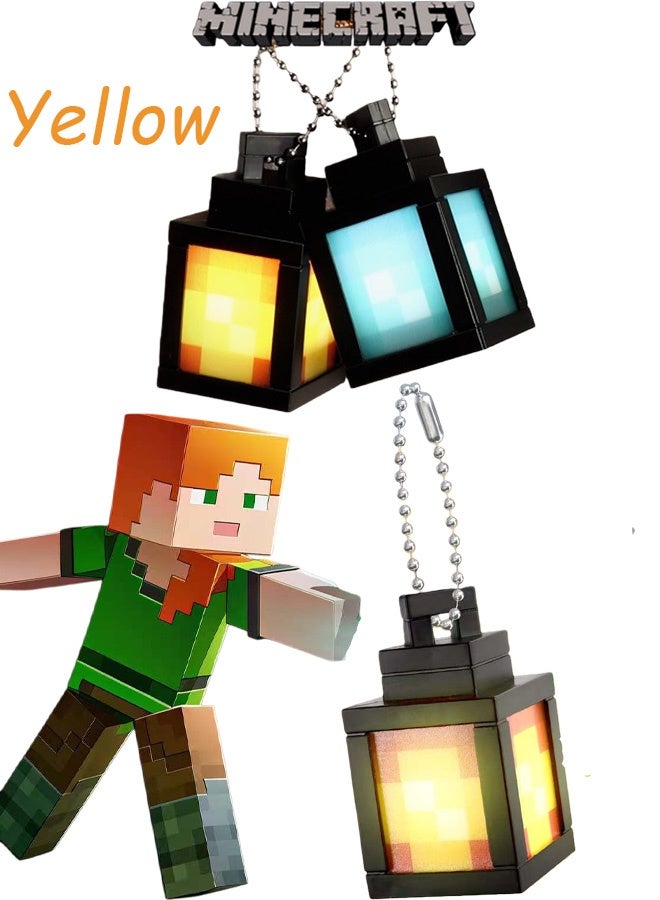 Minecraft Mini Night Light Portable Rechargeable LED Keychain Lamp for Gamers, Kids Bedroom, Desk Decor, and Backpack Accessory,yellow - Image 1