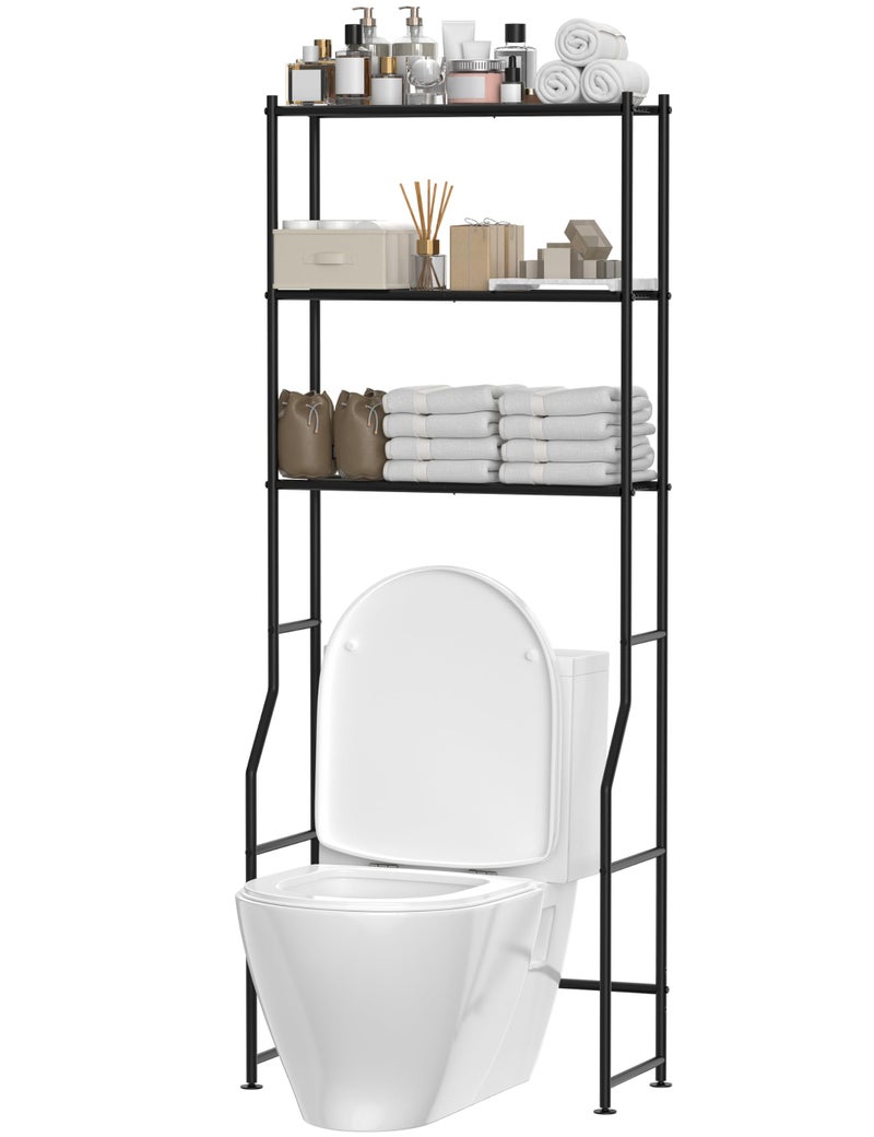 ASCENREST 3Tier Over The Toilet Storage Freestanding Metal Bathroom Shelves Space Saver Above The Over Toilet Storage Shelf for Bathroom Black