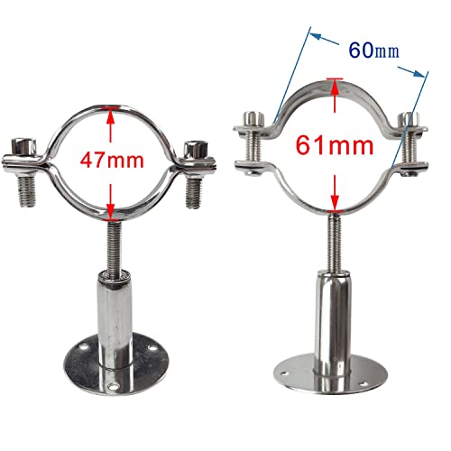 JENSWILL Wall Mount Ceiling Pipe Support 304 Stainless Steel Adjustable Ceiling Pipe Bracket Clamp Pipe Straps Fit for Dia 57mm 2 inch Pipe Tube with Screws - Image 4