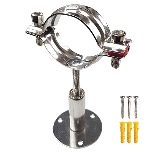 JENSWILL Wall Mount Ceiling Pipe Support 304 Stainless Steel Adjustable Ceiling Pipe Bracket Clamp Pipe Straps Fit for Dia 57mm 2 inch Pipe Tube with Screws - Image 1