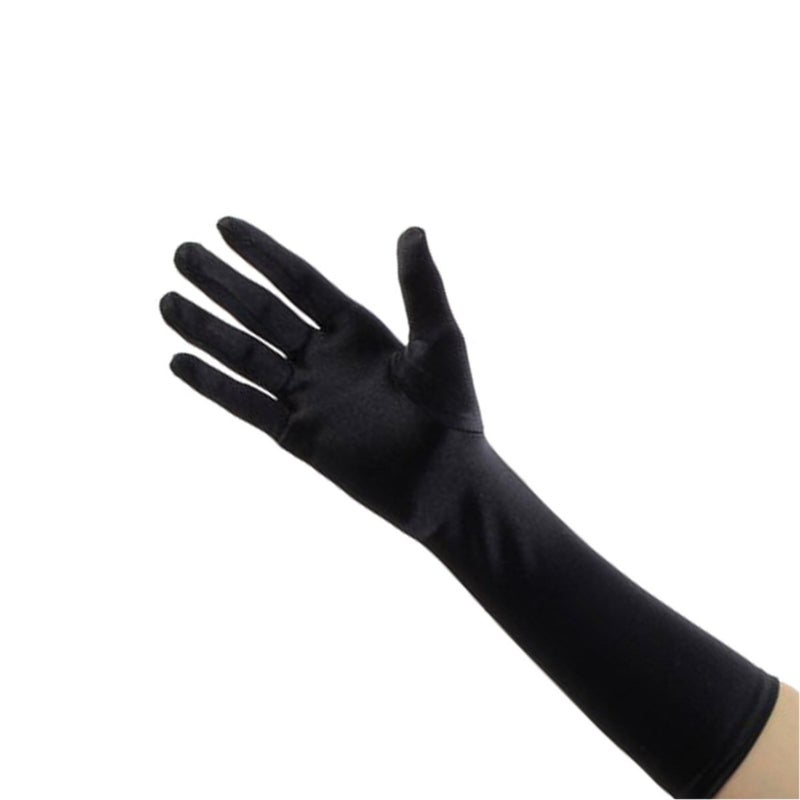 Tapp Collections Tapp C. Classic Adult Size 15" Elbow Length Satin Gloves - 15"/Black - Image 4