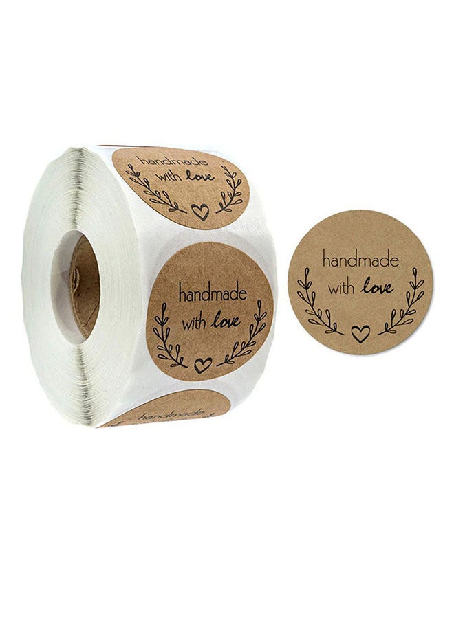 Wownect Brown Kraft Paper Labels Stickers Handmade With Love [1inch][500 Pcs Labels] for Baking Packaging Envelope Seals Birthday Party Gift Wrap Brown Tags for Wedding  - Image 2