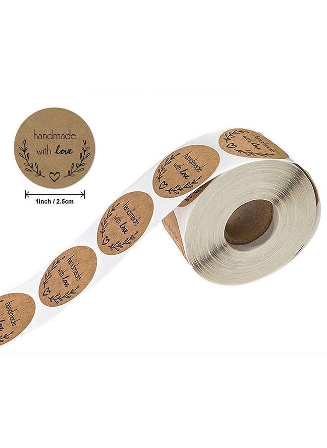 Wownect Brown Kraft Paper Labels Stickers Handmade With Love [1inch][500 Pcs Labels] for Baking Packaging Envelope Seals Birthday Party Gift Wrap Brown Tags for Wedding  - Image 3